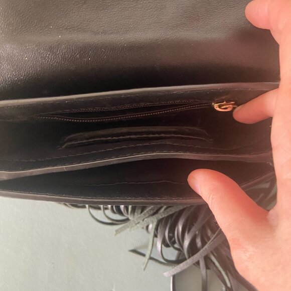 Michael Kors Cary Small Fringed Leather Crossbody Saddle Bag - Picture 10 of 13